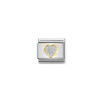 030220/02 Classic 18ct Yellow Gold and Enamel Glitter Heart Link