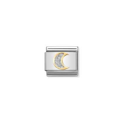 030220/05 Classic 18ct Yellow Gold and Enamel Glitter Moon Link