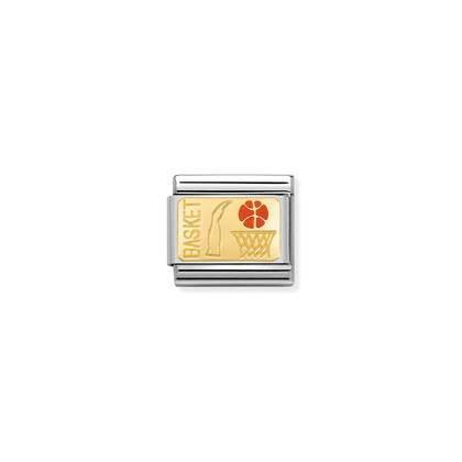 030287/09D Classic Yellow Gold Enamel Basketball Link