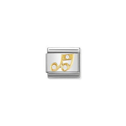 030308/18 Classic Yellow Gold and CZ Music Note Link
