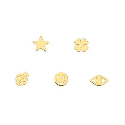 147722/085 MELODIE HAPPY edition Mixed earrings set in 925 silver and 24ct Yellow Gold Plated Finish (085 LUCKY Mix)