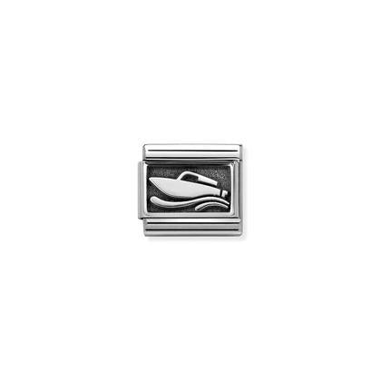 330102/46D Classic Silvershine Oxidised Speedboat Link