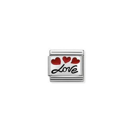 Classic Silver Shine LOVE with Enamel Hearts link