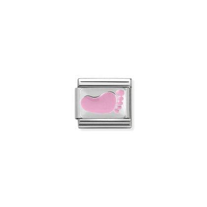 330281/10 Classic Silver Enamel CiaoLapo Pink footprint Link