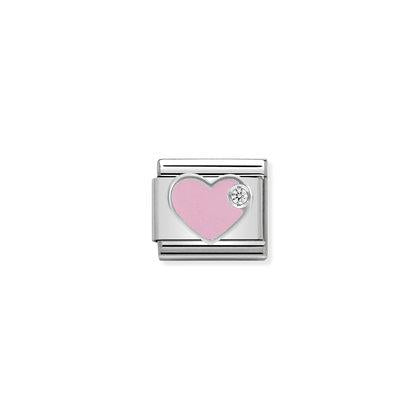 330305/02 Classic Silver Enamel Pink Heart with CZ Link