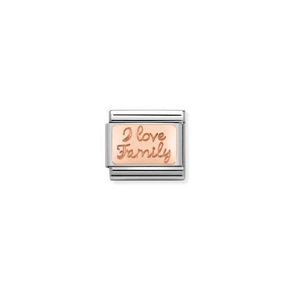 430101/41 Classic Rose Gold I Love Family Plate Link