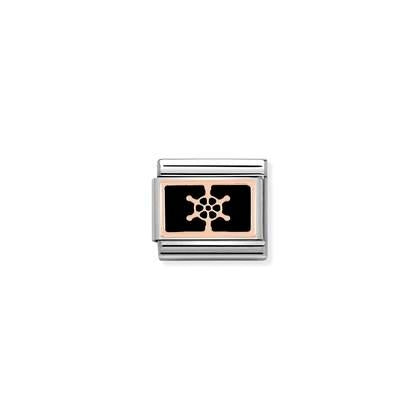 430201/17D Classic Rose Gold and Enamel Boat Wheel Link