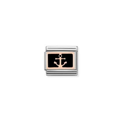 Classic Rose Gold and Enamel Anchor Link
