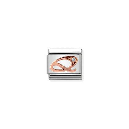 430310 Classic Rose Gold Letter with CZ Stone Link
