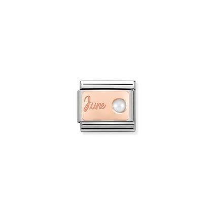 430508 Classic Rose Gold Birth Month Plate with stone Link